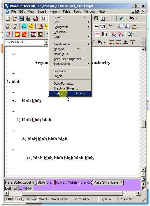 Open the Style Edit dialog