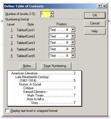 Set the Number of Levels