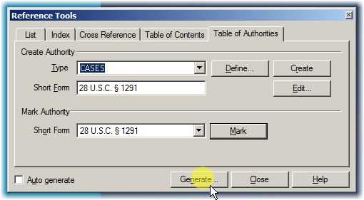 Generate the Tables by clicking Generate