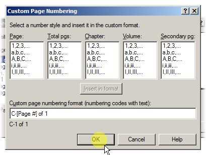 You're finished with the custom format. Click OK.